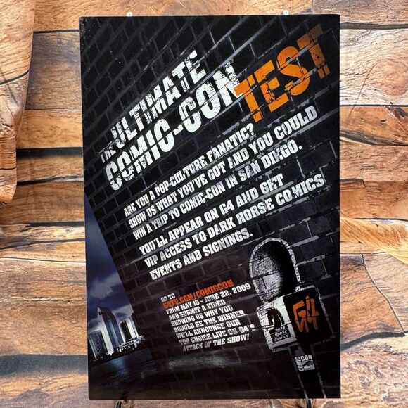 G4 TV Ultimate Comic-Con Contest 2009 Dark Horse Promo Card Ad Flyer Postcard - Picture 1 of 2